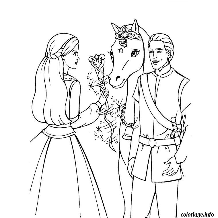 Coloriage De Barbie Cheval