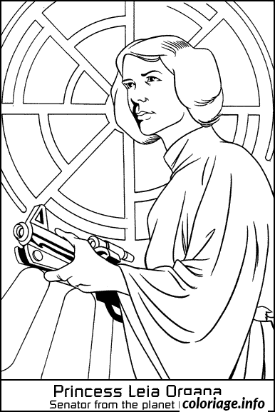 Coloriage dessin starwars Princesse Leia Organa  JeColorie.com