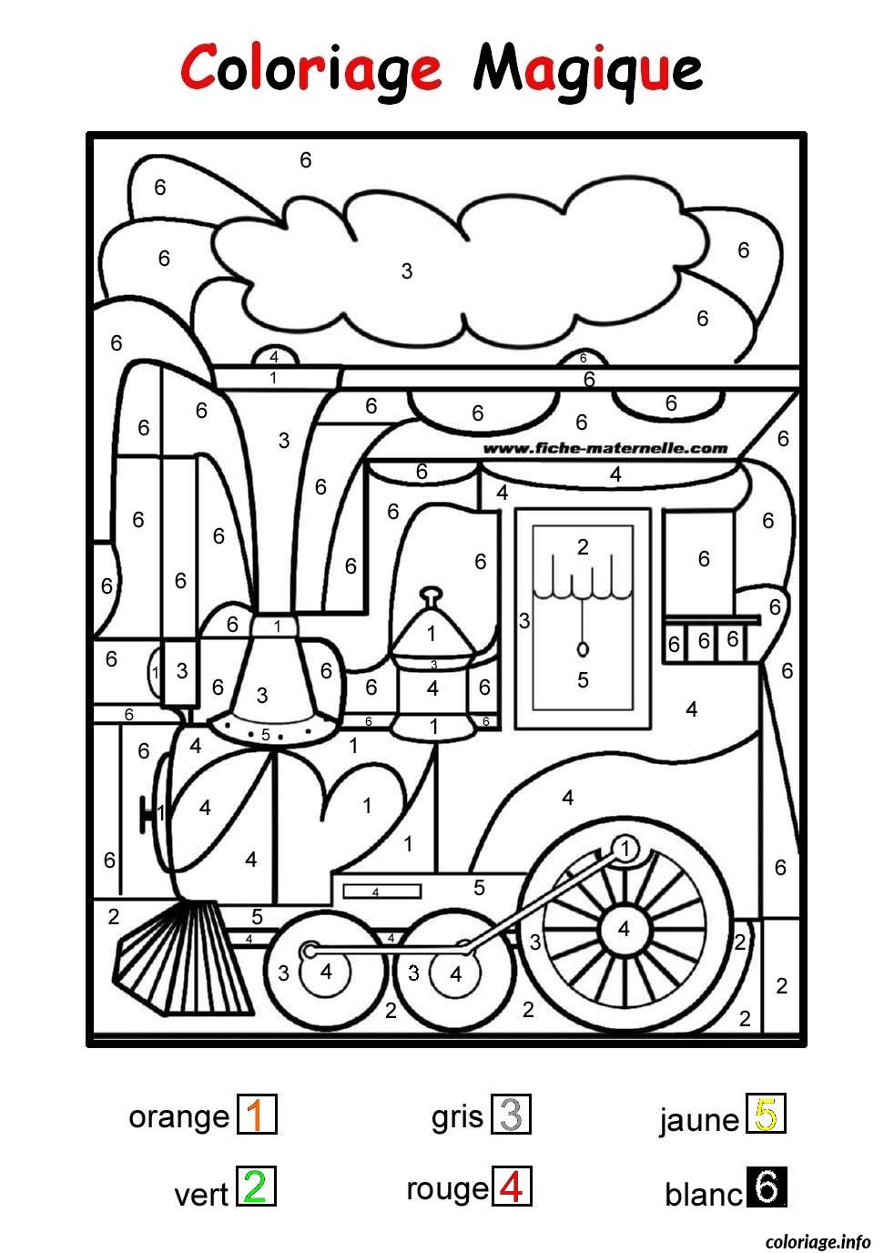 Coloriage Magique Train Facile Maternelle dessin