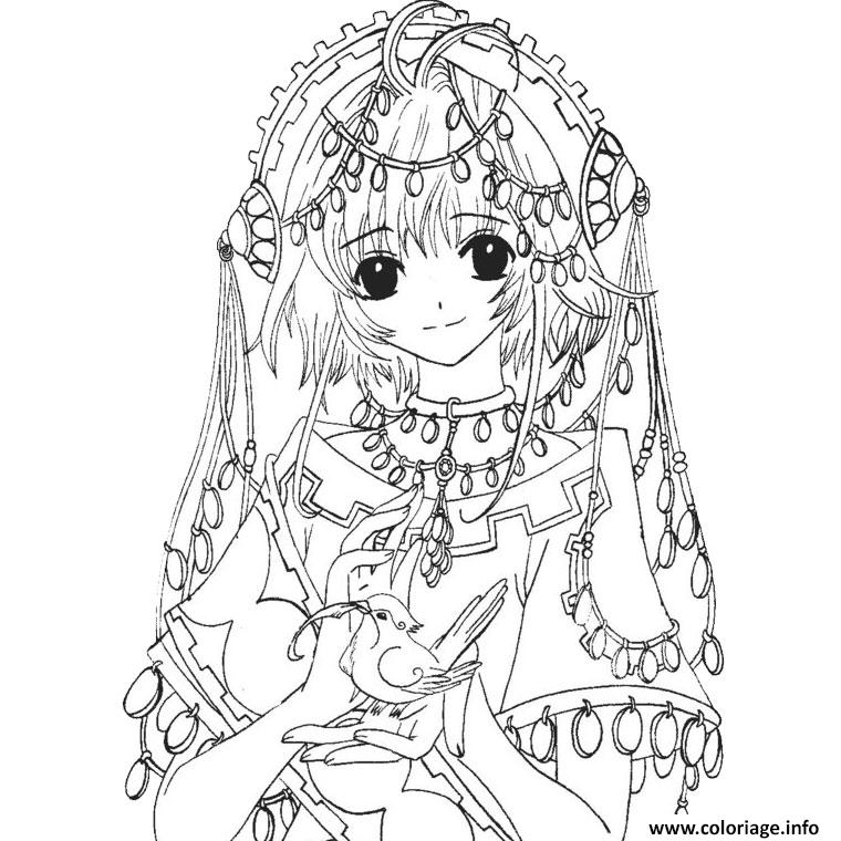 Coloriage fille manga 34  JeColorie.com