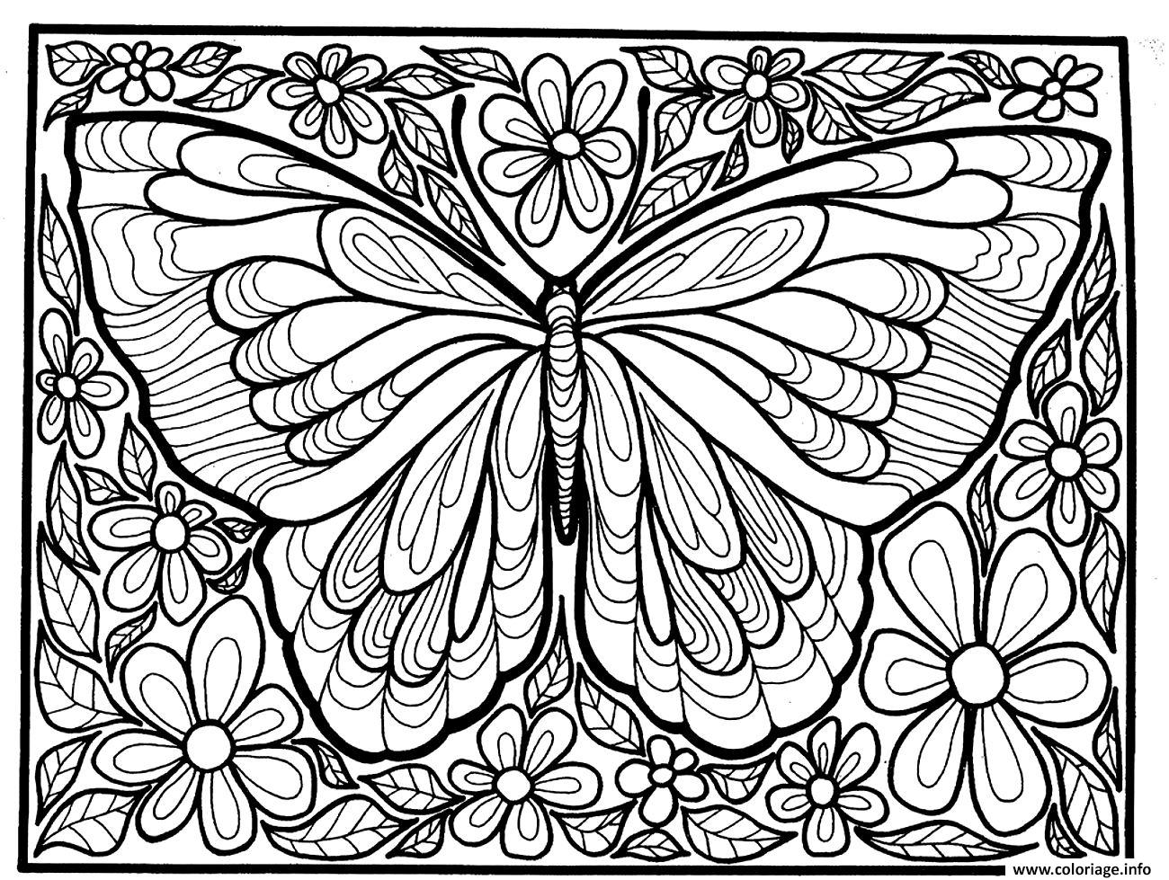 Coloriage Adulte Difficile Grand Papillon Dessin   Imprimer