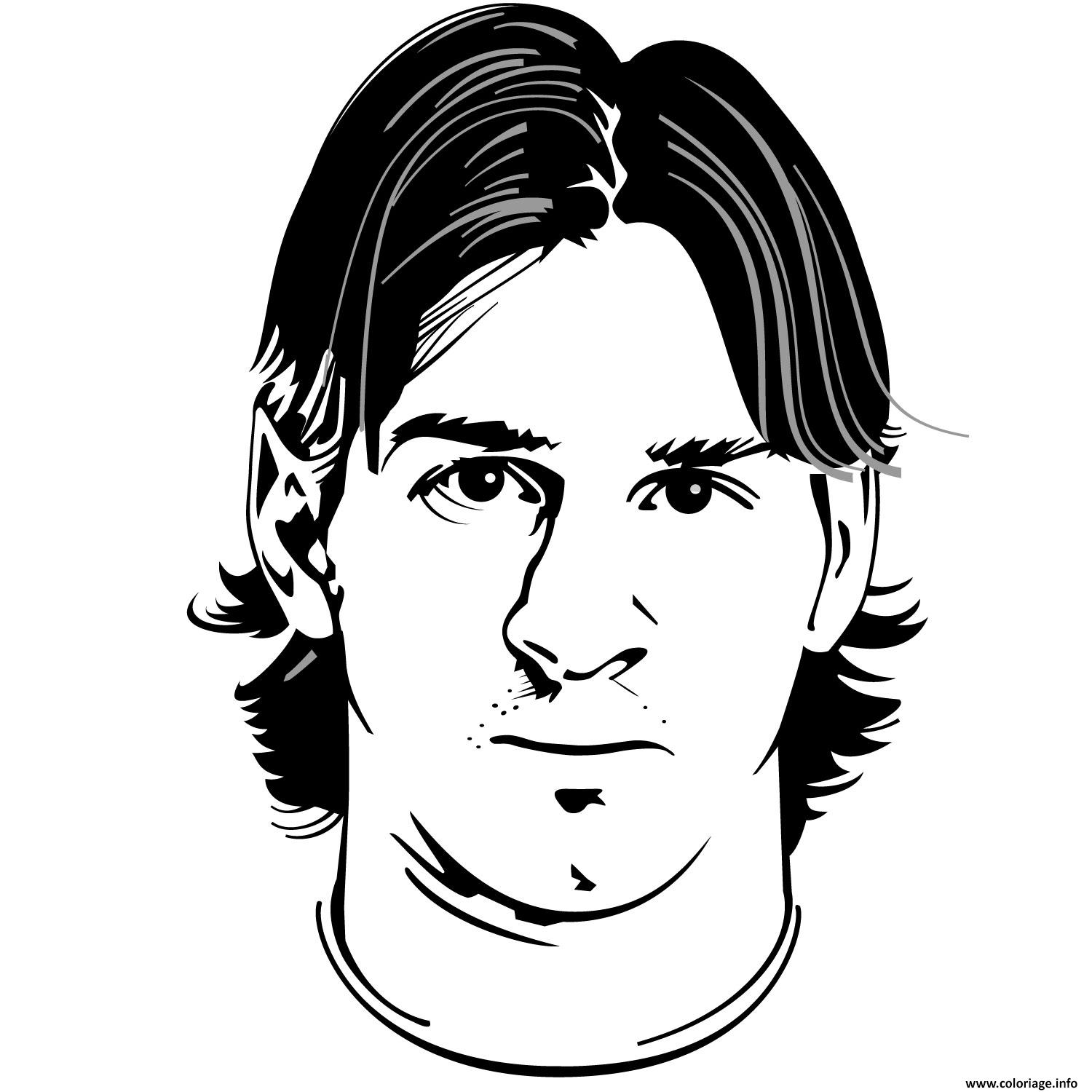 Coloriage Portrait Foot Lionel Messi Visage Dessin   Imprimer