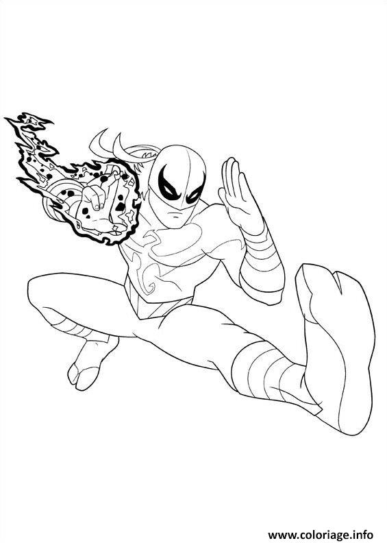 coloriage ultimate spiderman iron fist 2  jecolorie