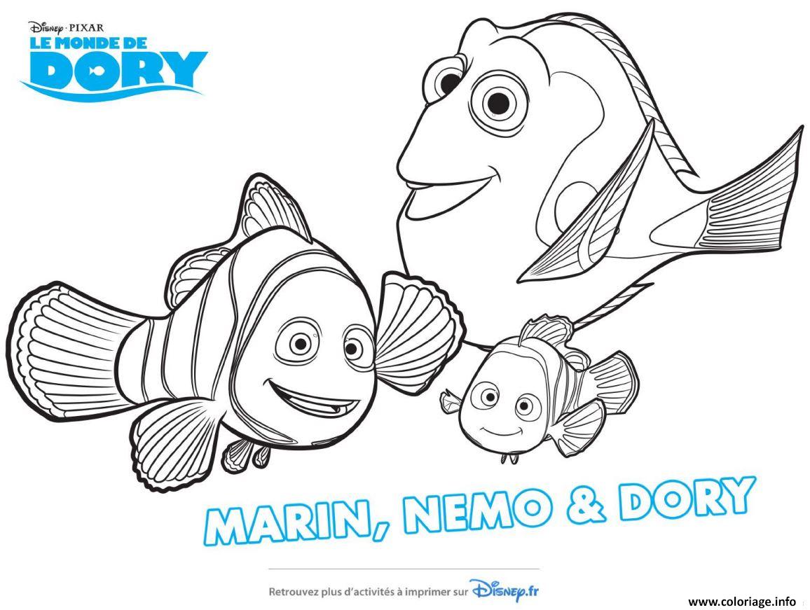 Coloriage Nemo Dary Marlin Le Monde De Dory Dessin   Imprimer