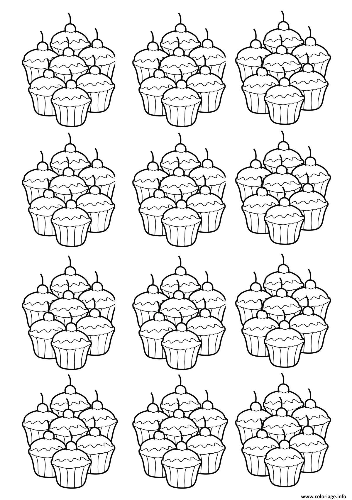 Coloriage Adulte Cupcakes Mosaique Dessin   Imprimer