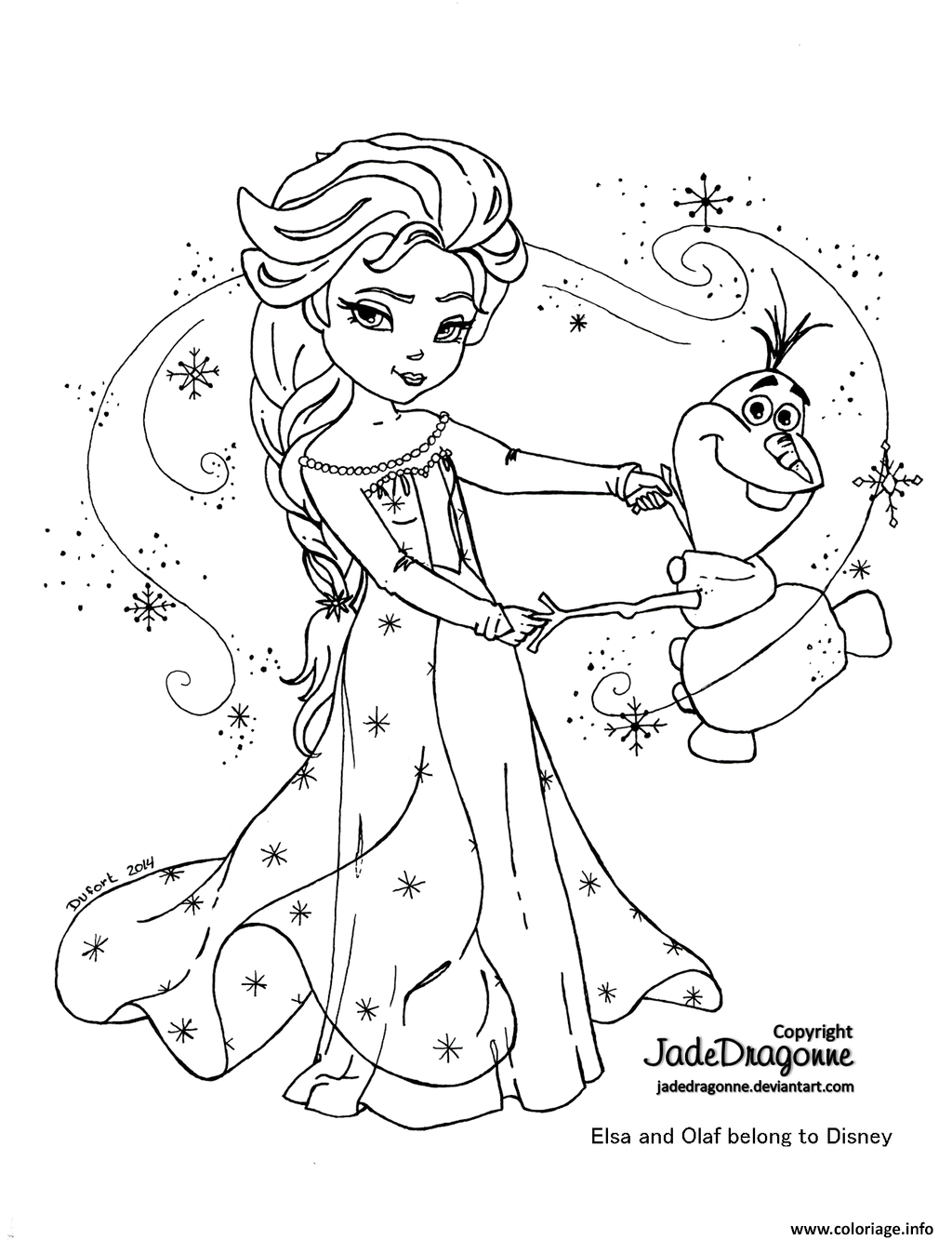 Coloriage elsa et olaf  JeColorie.com