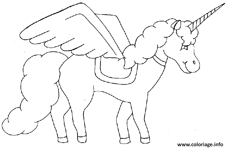 Coloriage licorne avec des ailes  JeColorie.com