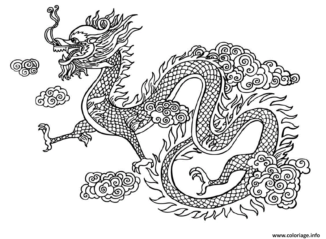 Coloriage Dragon Chinois Chine Dessin   Imprimer