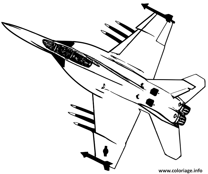 Coloriage avion de chasse 27  JeColorie.com