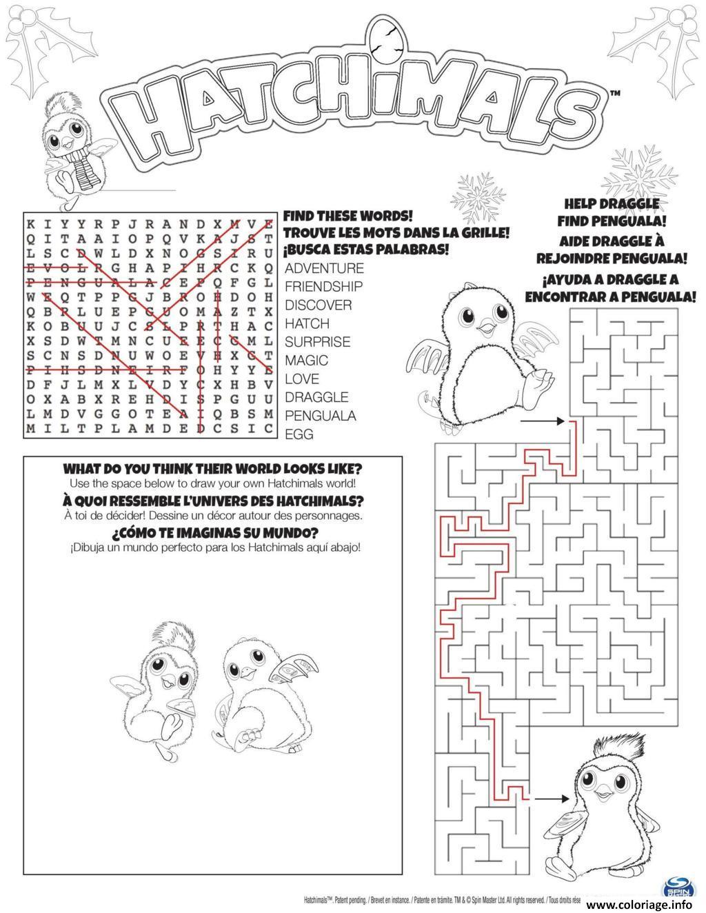 Coloriage Hatchimals Mot Croise Jeux Solutions Dessin   Imprimer