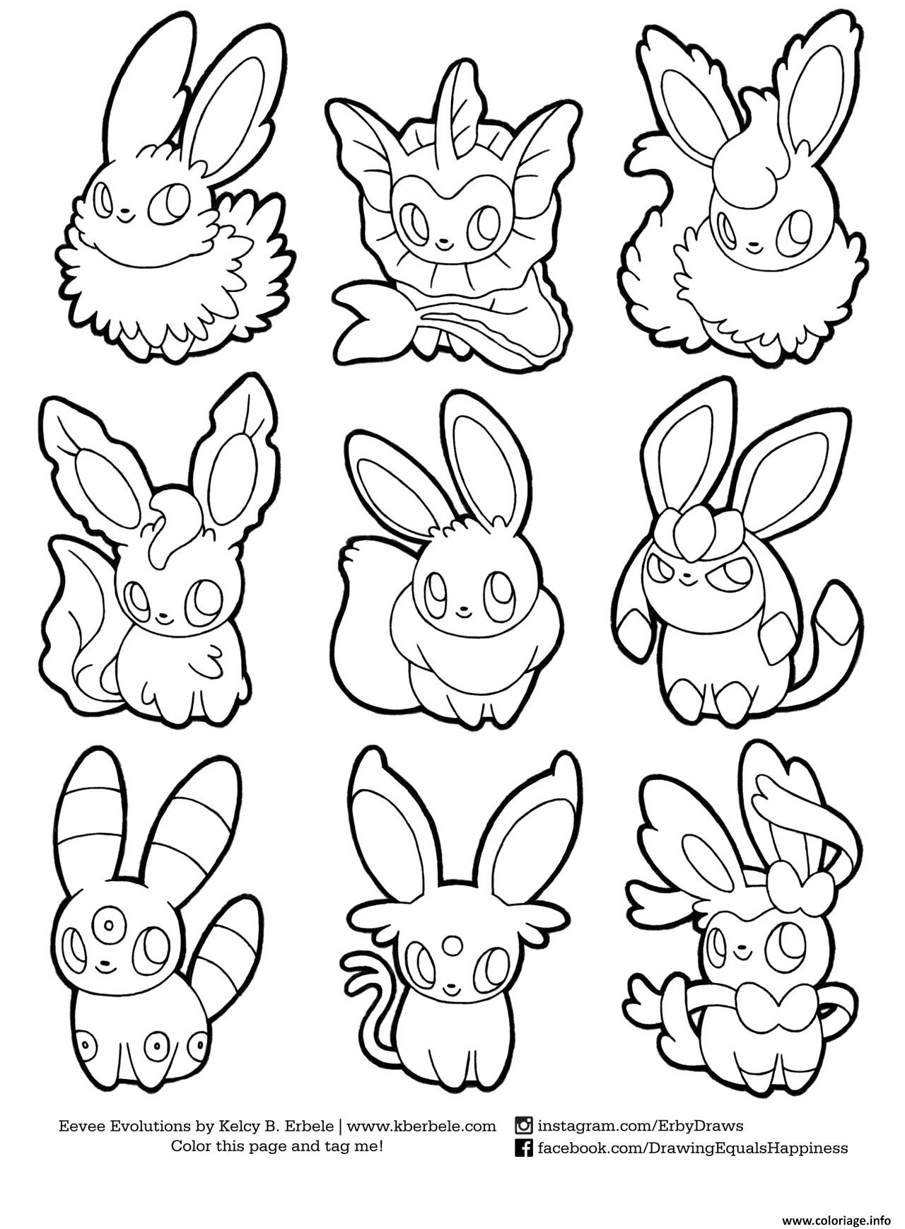 Coloriage Pokemon Eevee Evolutions List Dessin   Imprimer