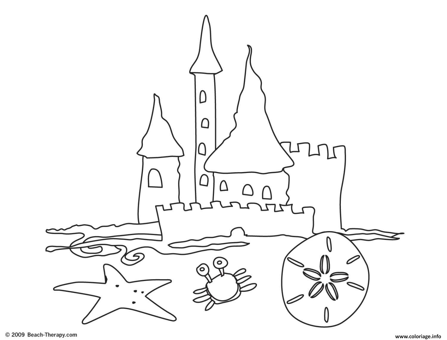 coloriage chateau de sable plage facile dessin imprimer with coloriage chateau