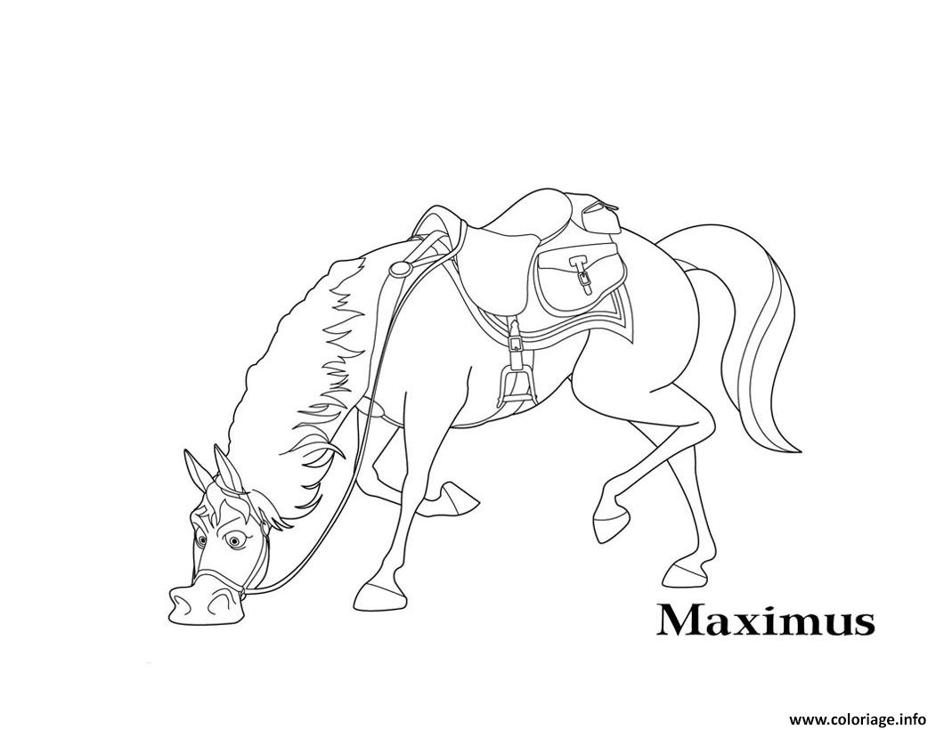 Coloriage raiponce maximus cheval