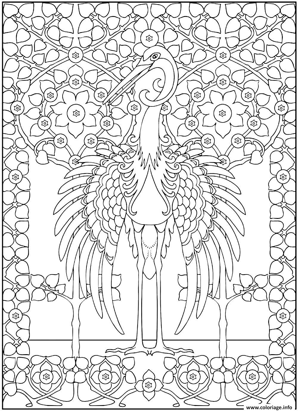 Coloriage Adulte Grand Heron Majestueux Dessin   Imprimer