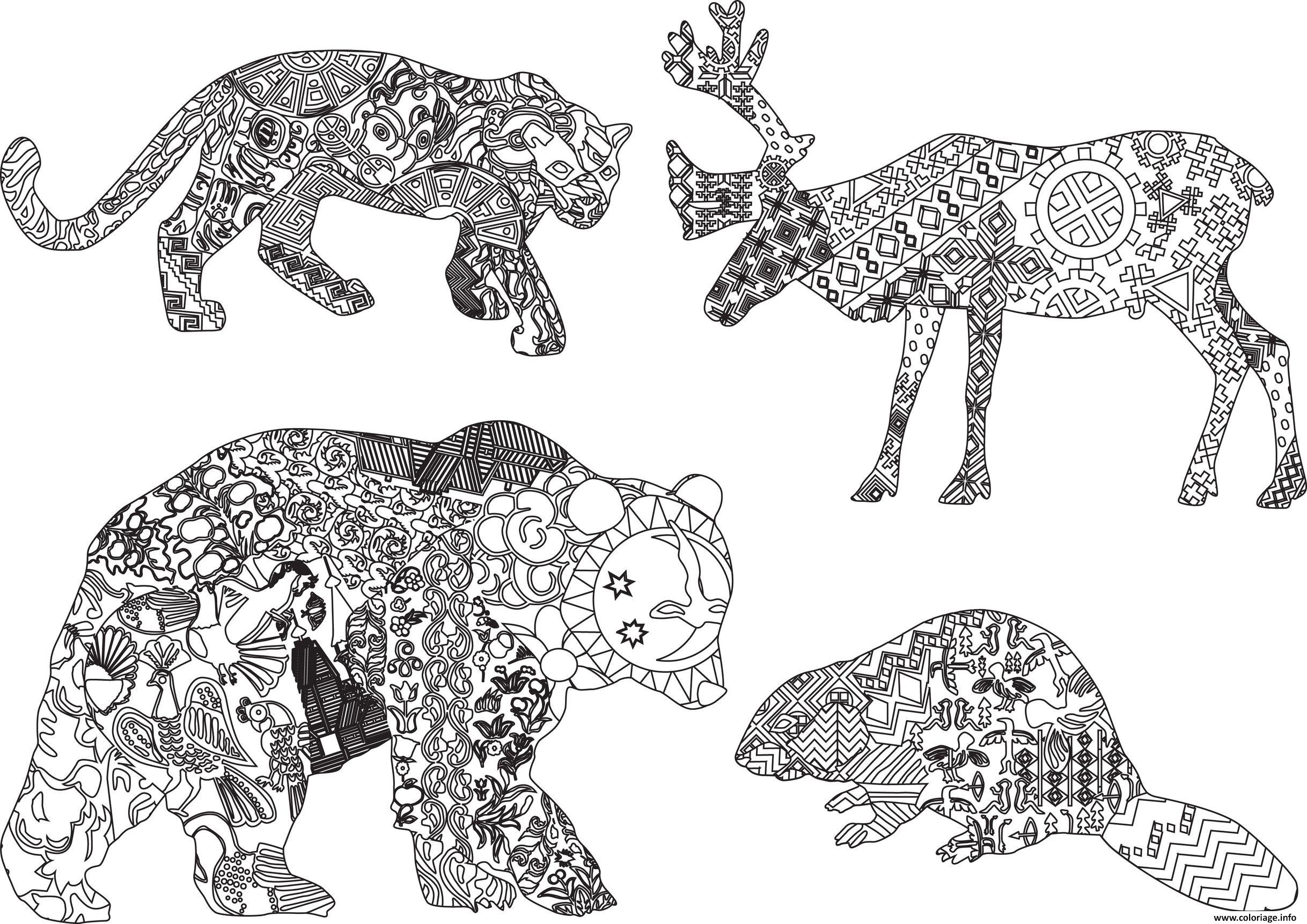 Coloriage adulte difficile animaux sauvages