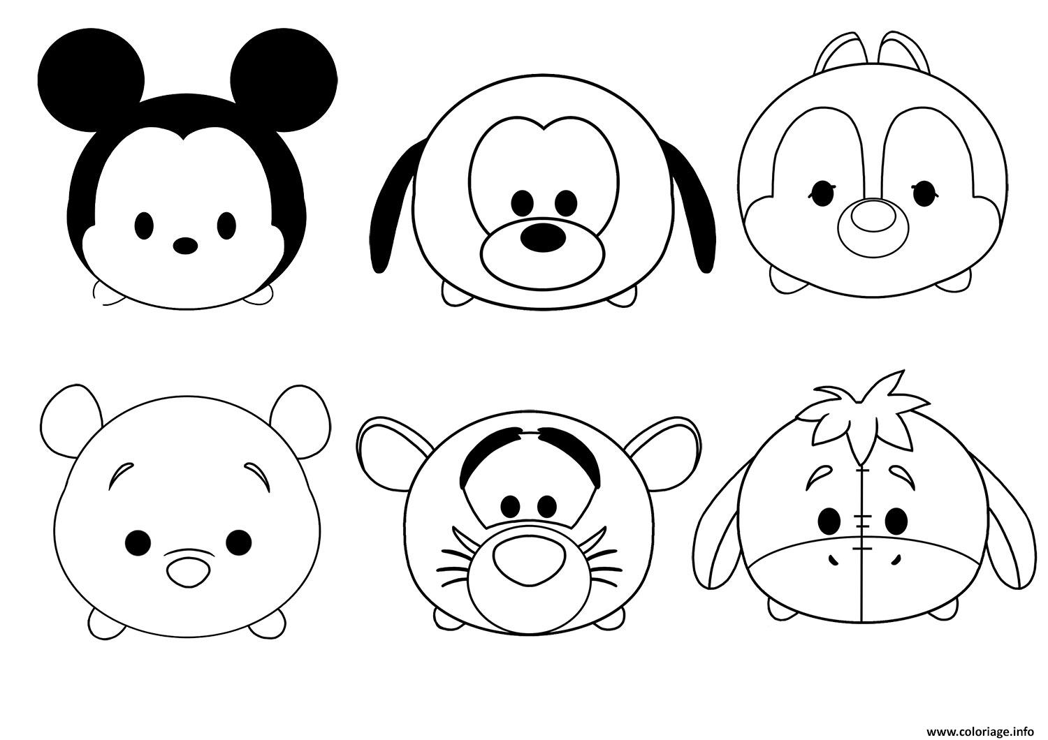 Coloriage Tsum Tsum Disney Facile Enfant Simple Dessin   Imprimer Imprimer Télécharger