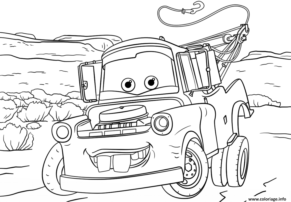 Coloriage tow mater from cars 3 disney