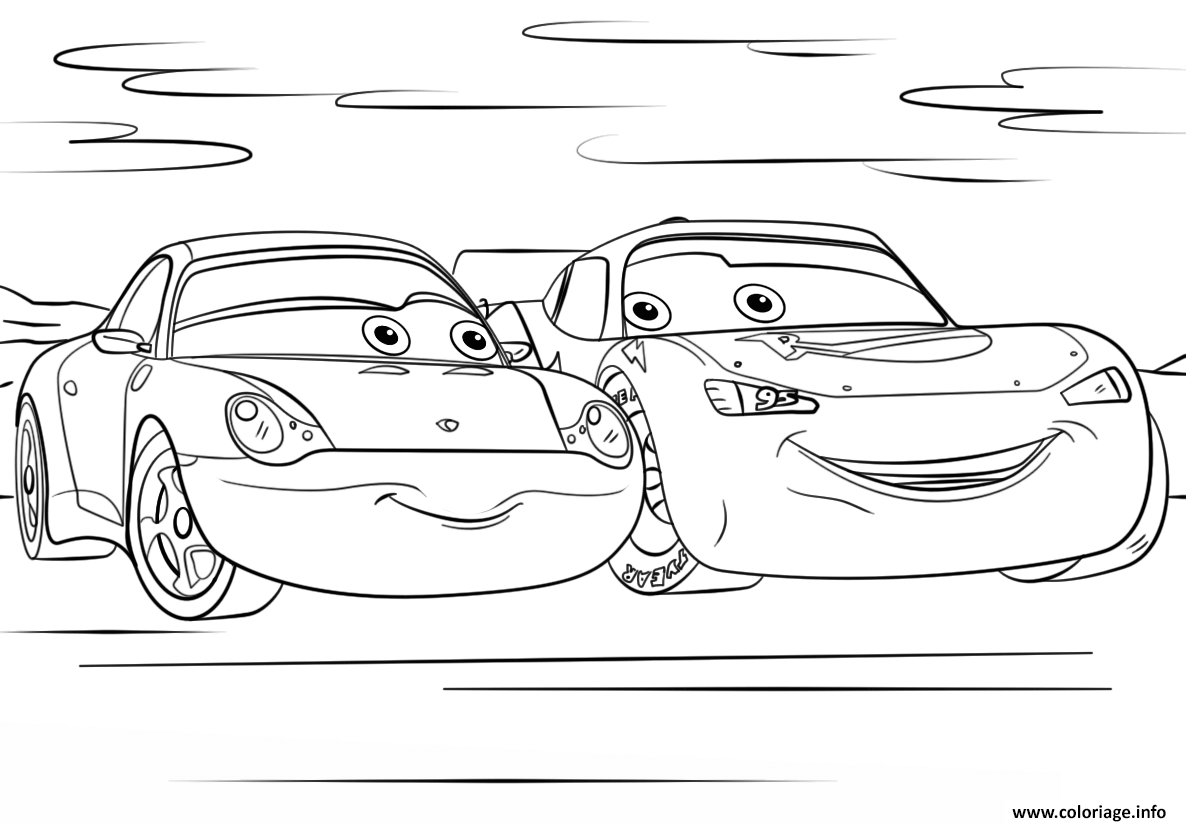 Coloriage lightning mcqueen and sally from cars 3 disney