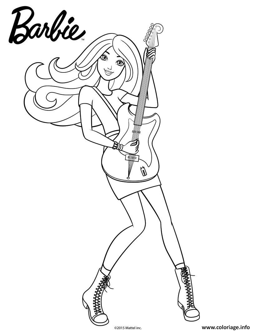 Coloriage Barbie Joue De La Guitare Dessin   Imprimer