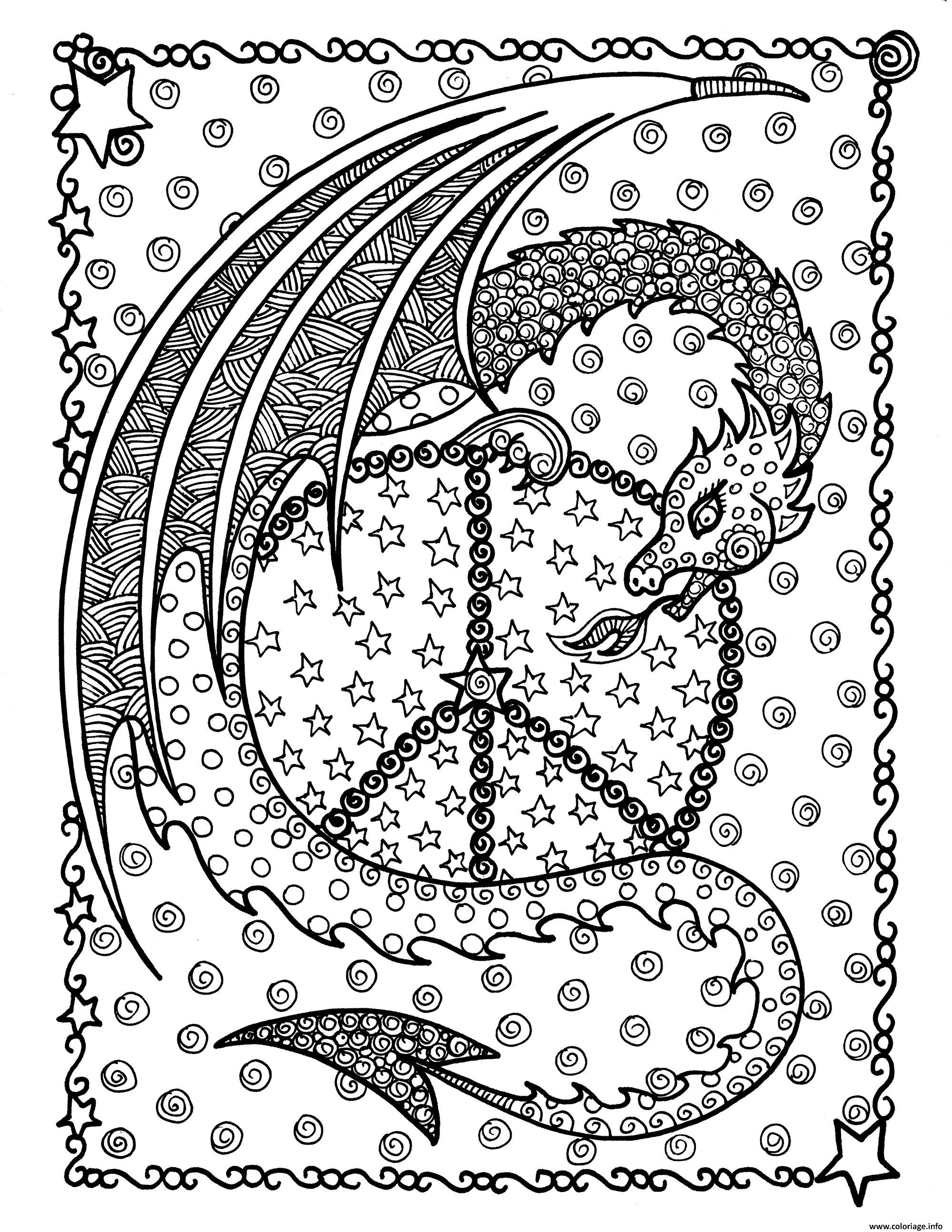 Coloriage Adulte Dragon De La Paix Par Deborah Muller Dessin   Imprimer