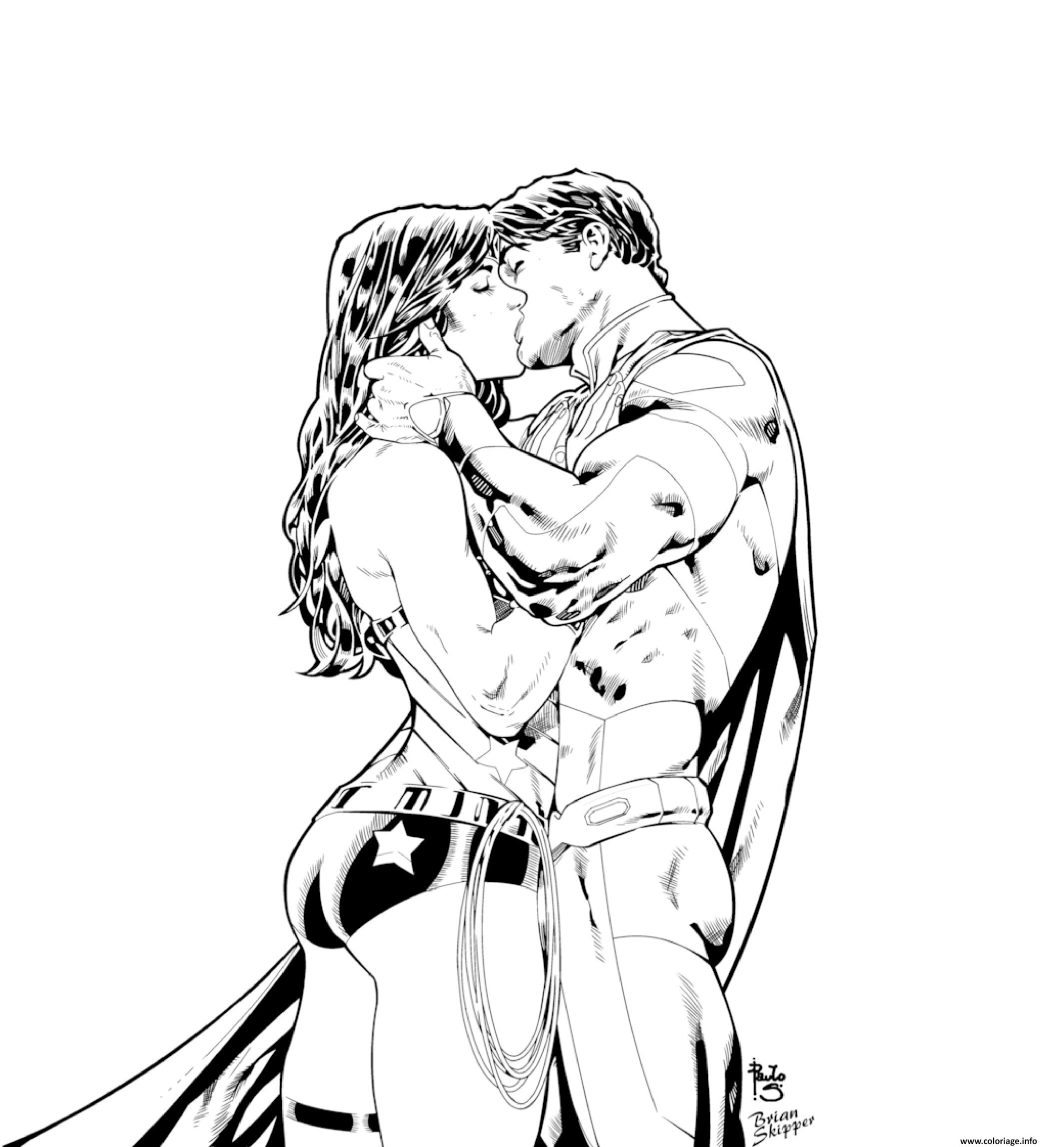 Coloriage Superman Wonder Woman Amoureux 2017 Dessin   Imprimer