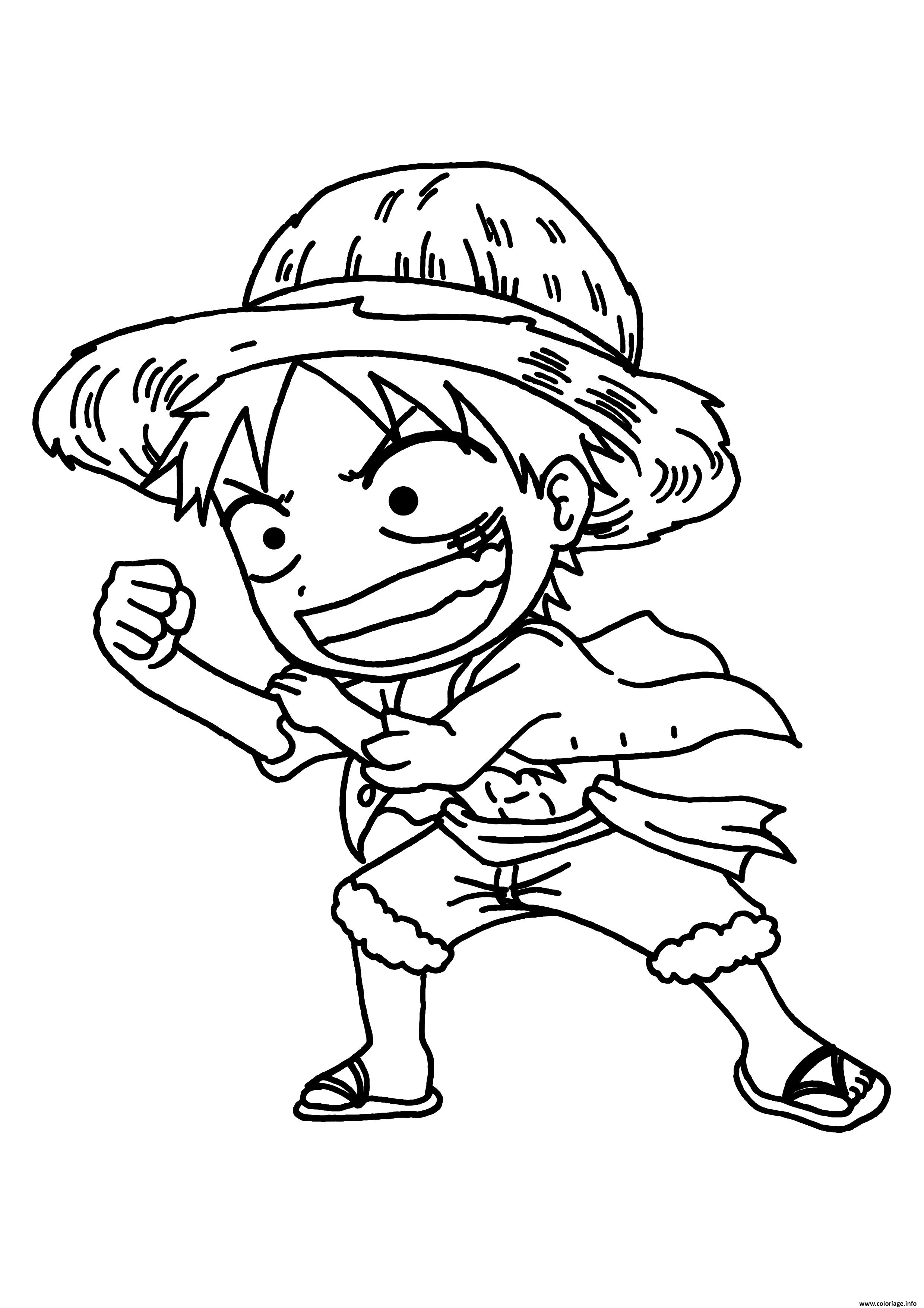 Coloriage Luffy Mini e Piece Manga Dessin   Imprimer