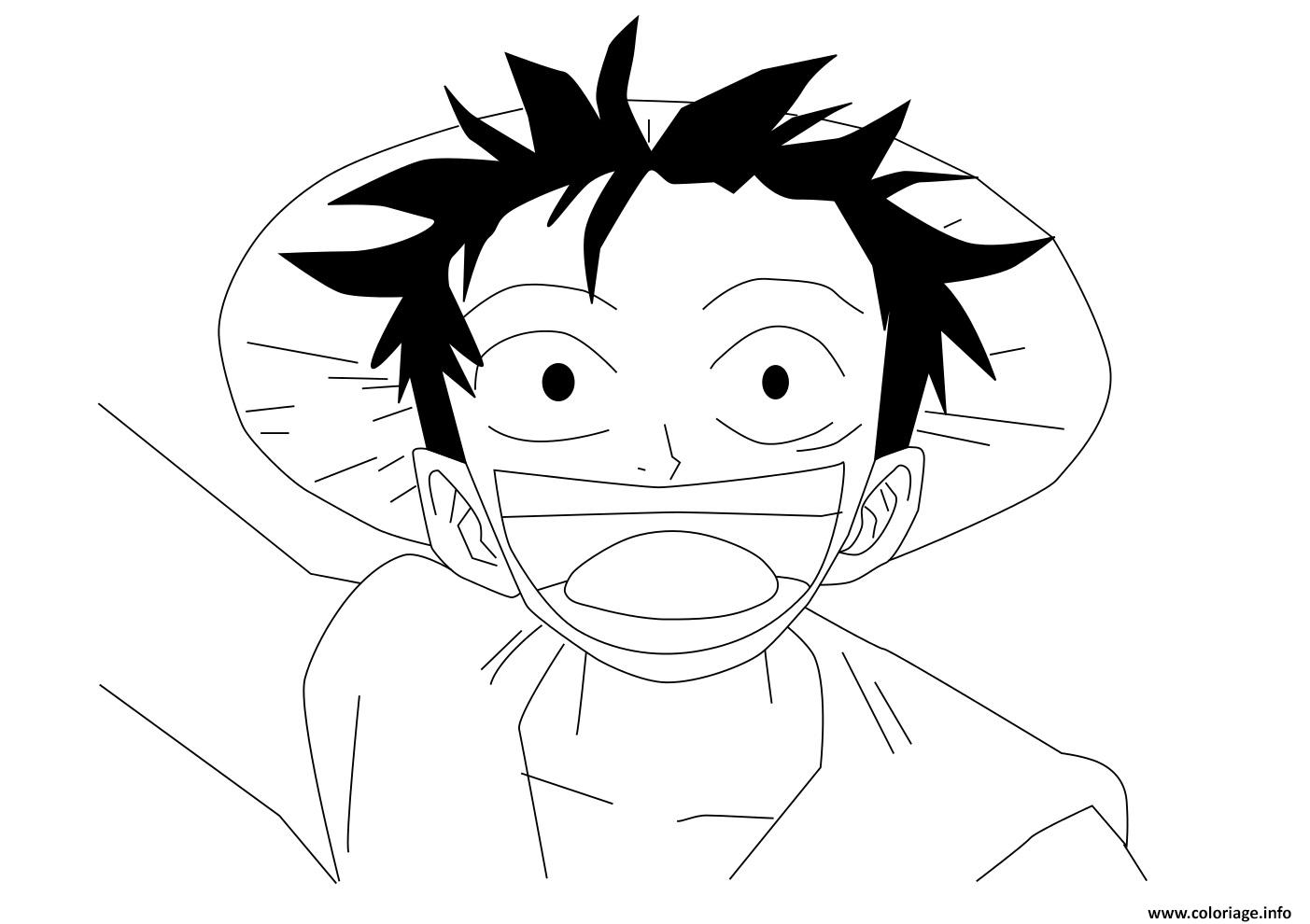 Coloriage one piece luffy trop heureux