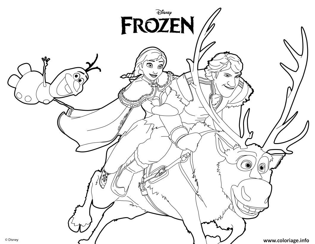 Coloriage Anna Olaf Kristoff Reine des Neiges  JeColorie.com