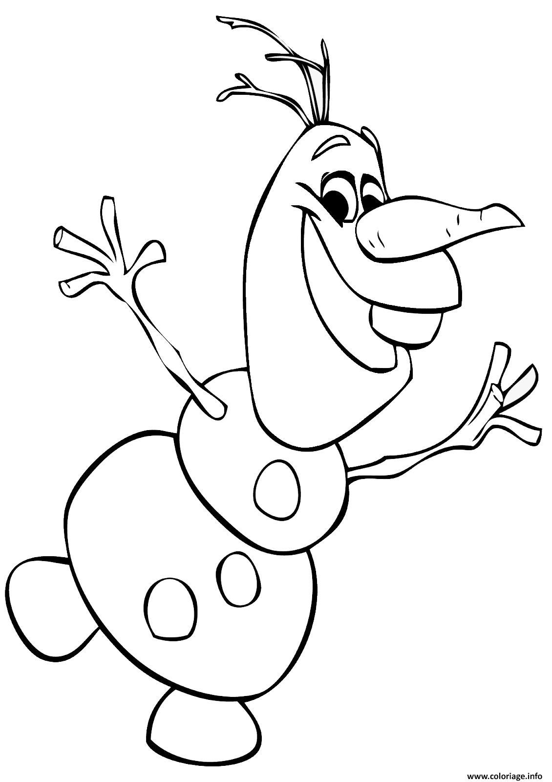 Coloriage Olaf Reine des Neiges tout joyeux  JeColorie.com