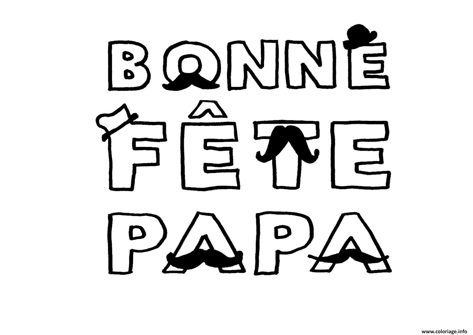 Coloriage Bonne Fete Papa Avec Moustaches Dessin   Imprimer