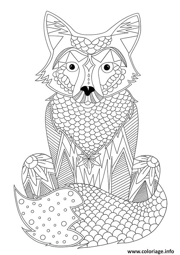 animaux adulte renard par dinett coloriage dessin