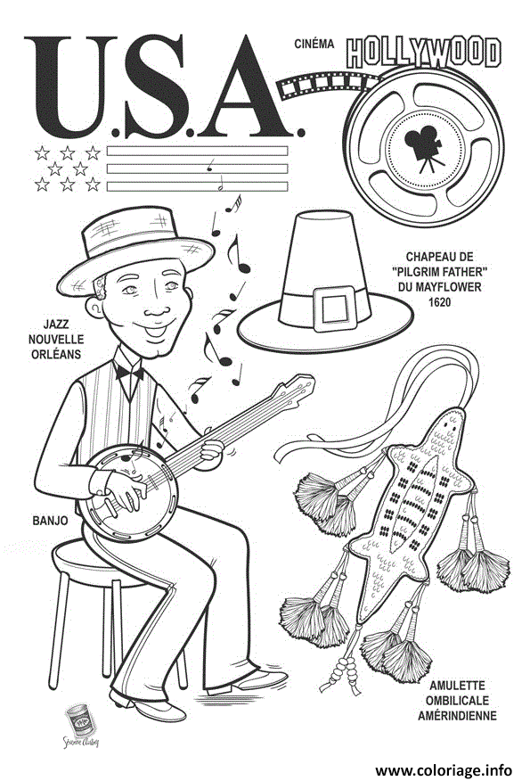 Coloriage usa les etats unis damerique  JeColorie.com