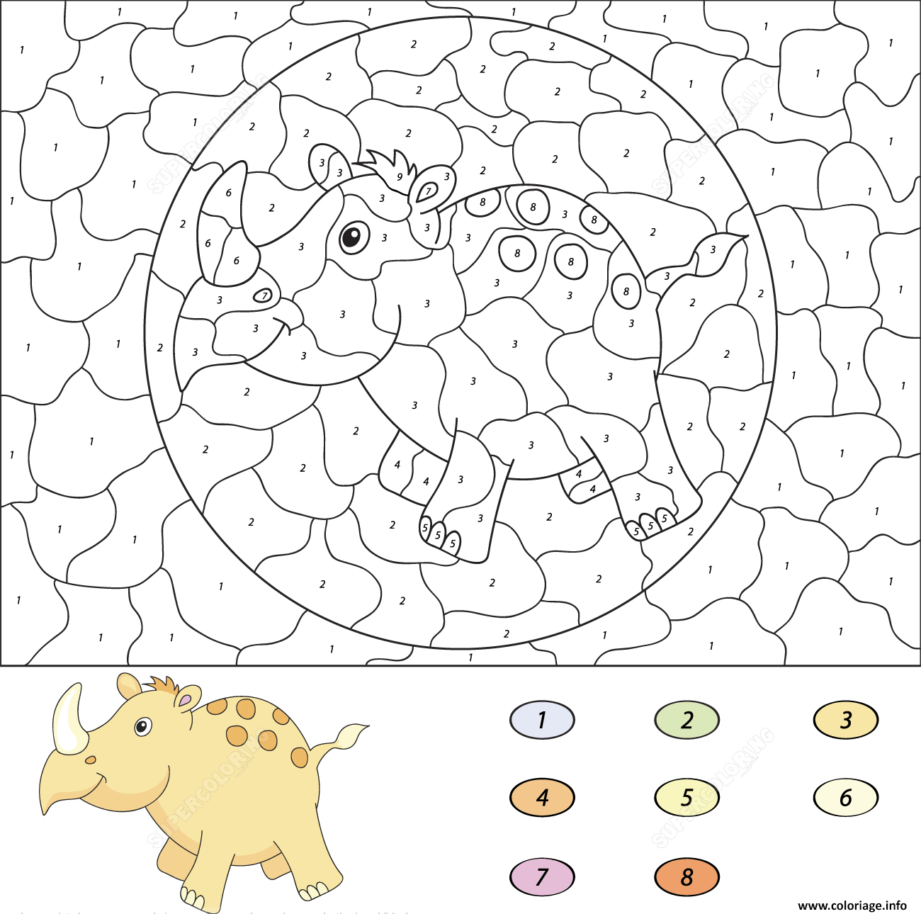 Coloriage cartoon rhino magique