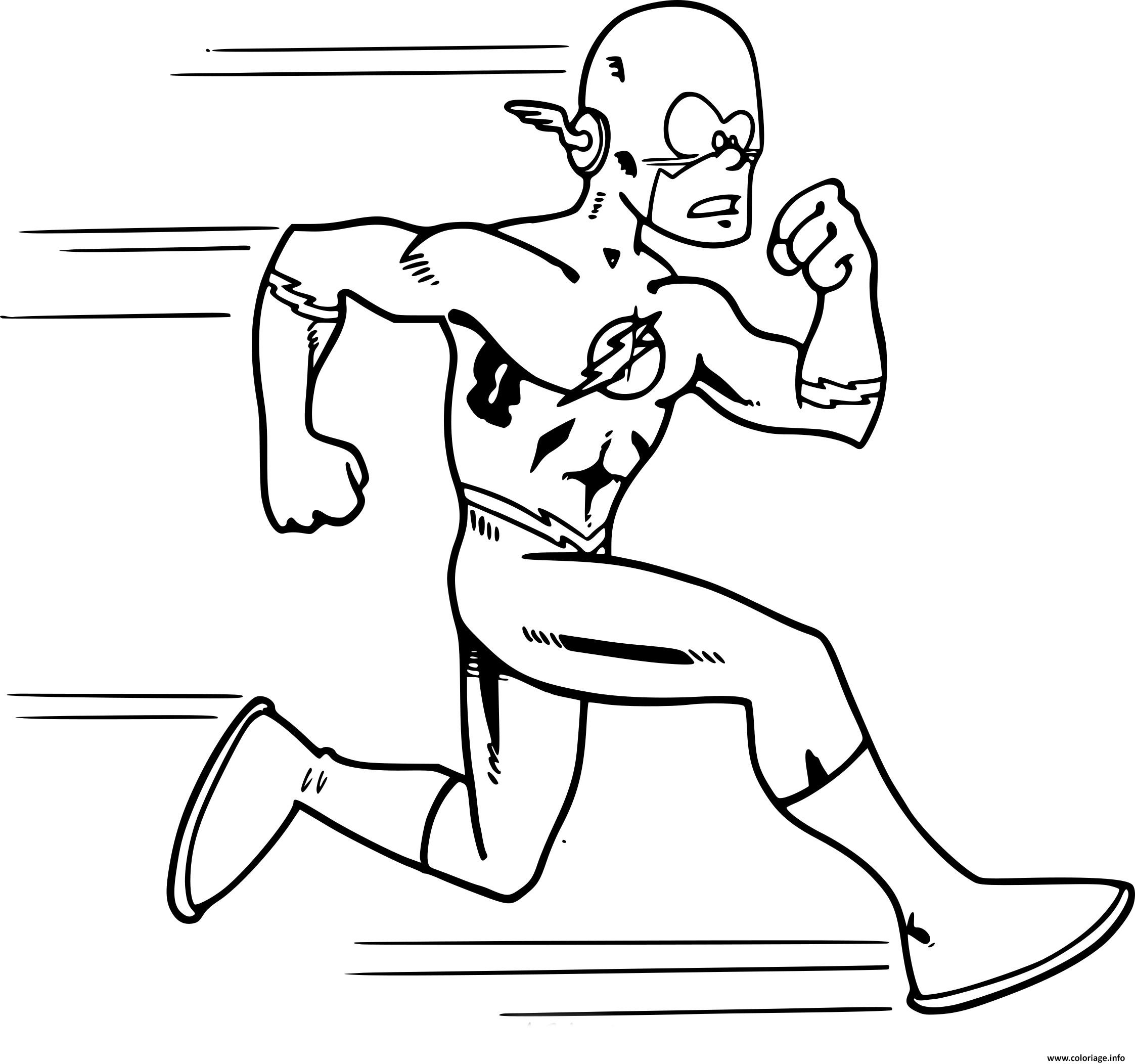 Coloriage Flash Super Heros Qui Court Cartoon Dessin   Imprimer