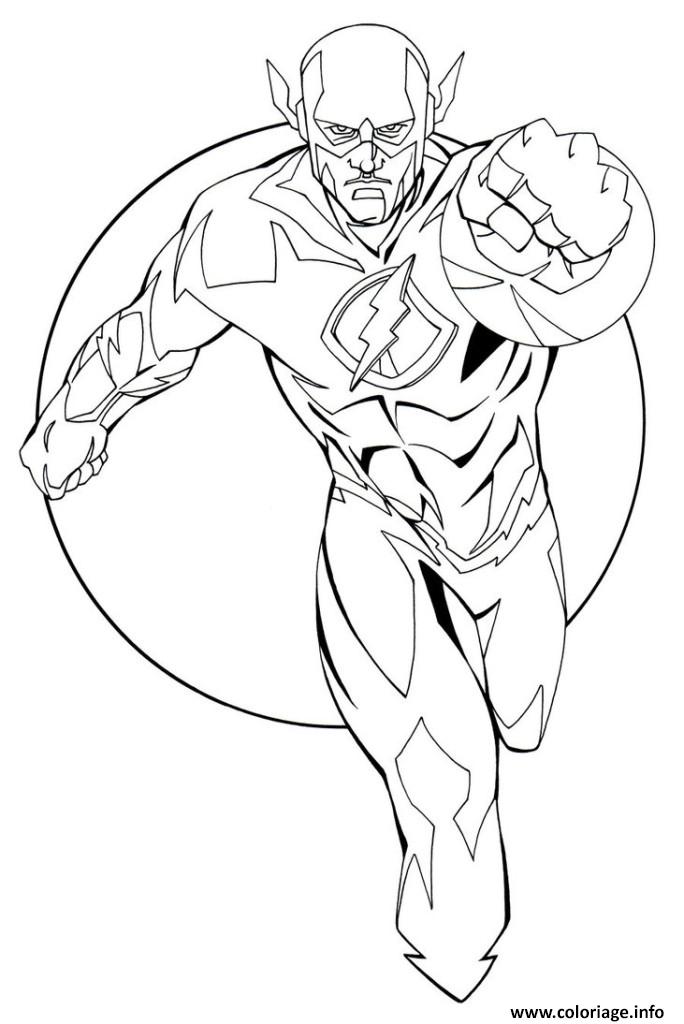 coloriage flash super heros en plein vitesse dessin