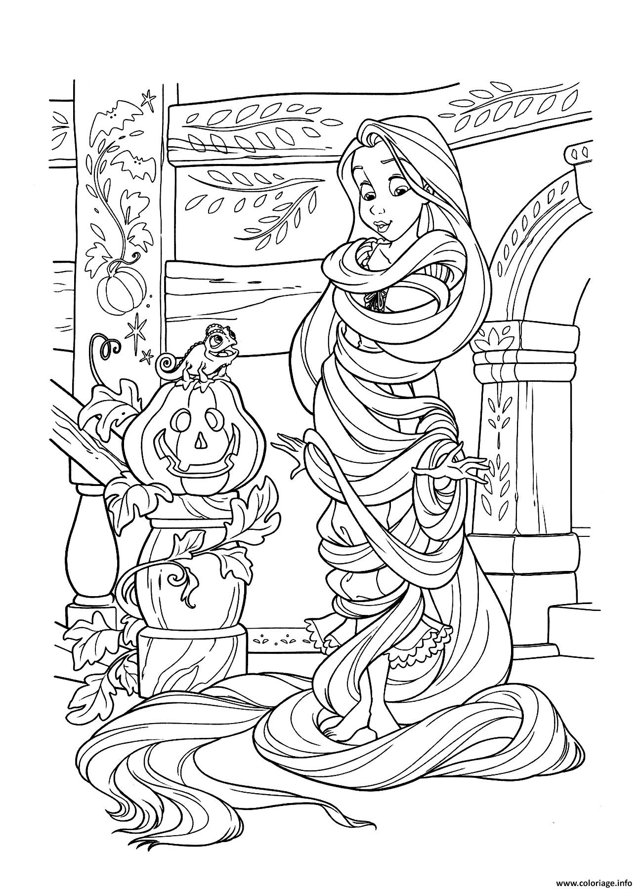 Coloriage halloween disney princesse raiponce  JeColorie.com