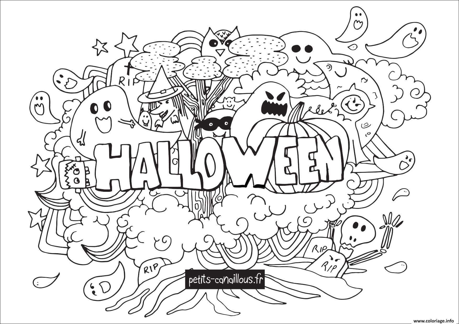 Coloriage halloween doodle  JeColorie.com