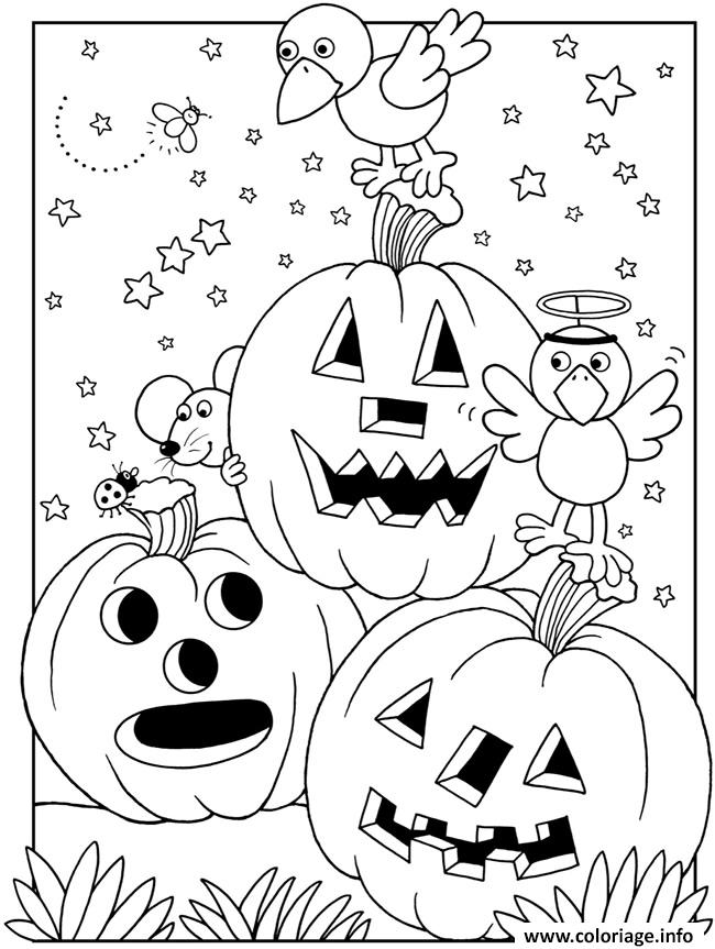 Dessin Halloween Facile A Imprimer Gratuit Coloriage halloween maternelle facile citrouilles - JeColorie.com