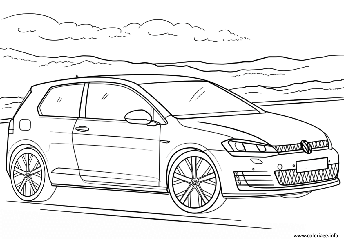 Coloriage Voiture volkswagen golf gti - JeColorie.com