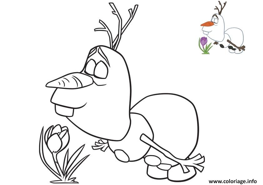 Coloriage Olaf Adore Les Fleurs 2018 dessin