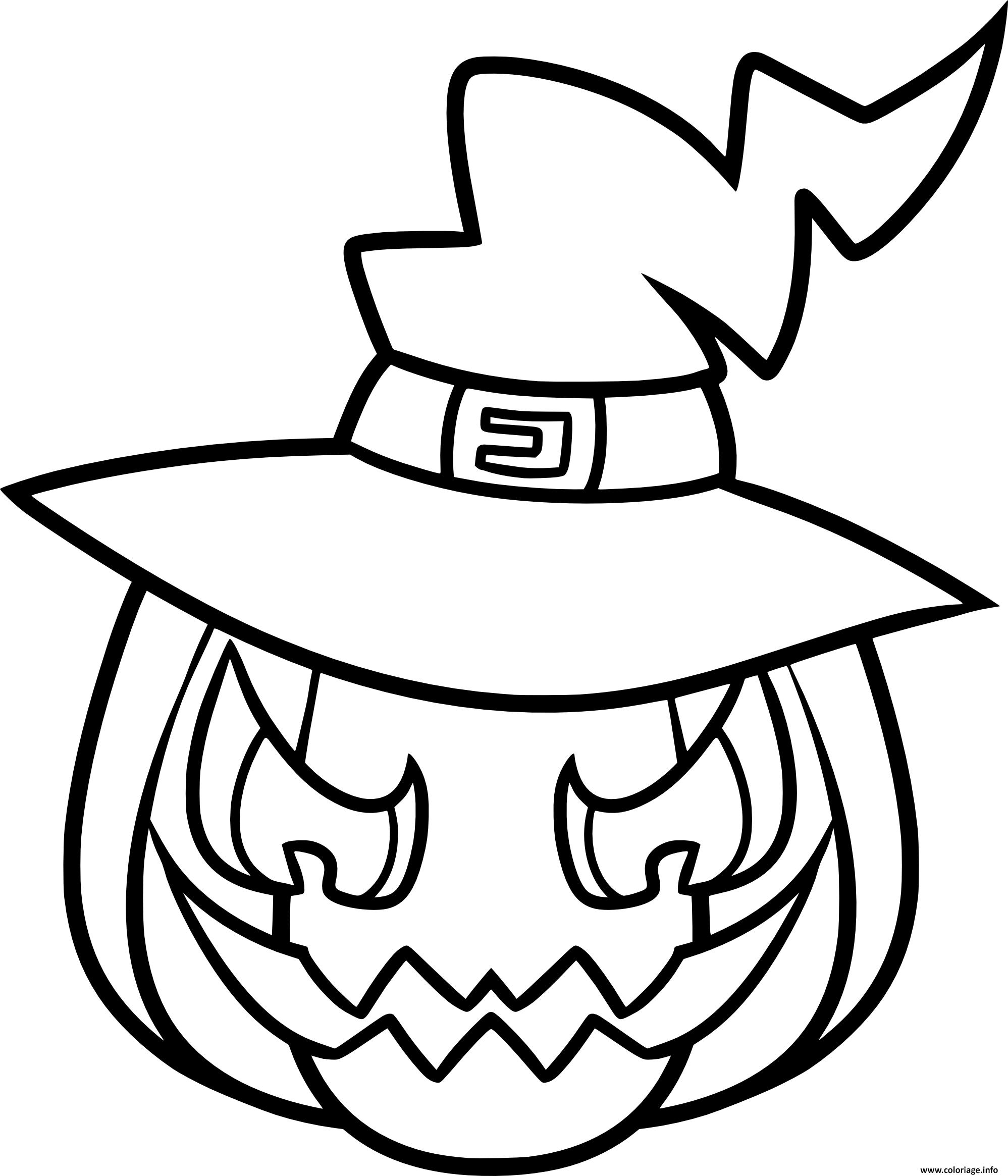 Coloriage citrouille effrayante sorciere halloween  JeColorie.com