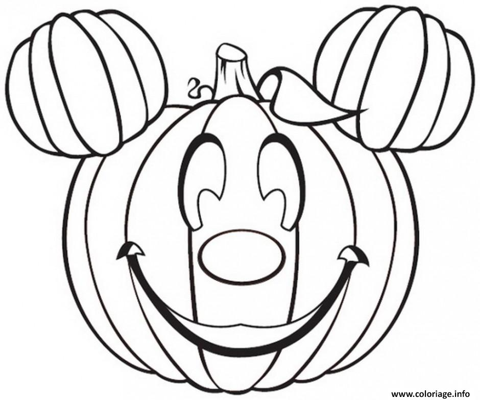 Coloriage Citrouille Halloween Disney Mickey JeColorie