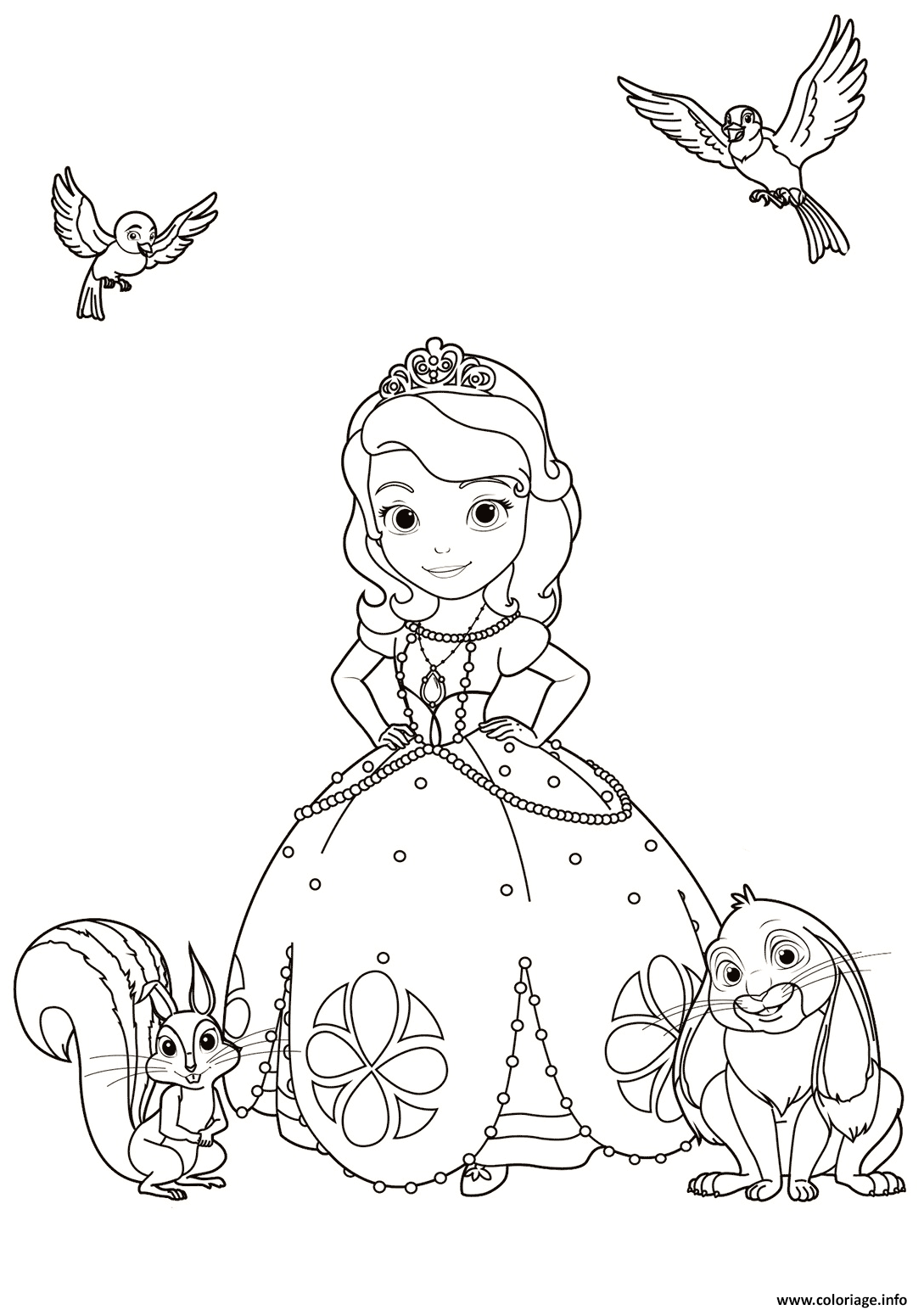 Coloriage princesse sofia avec les animaux  JeColorie.com