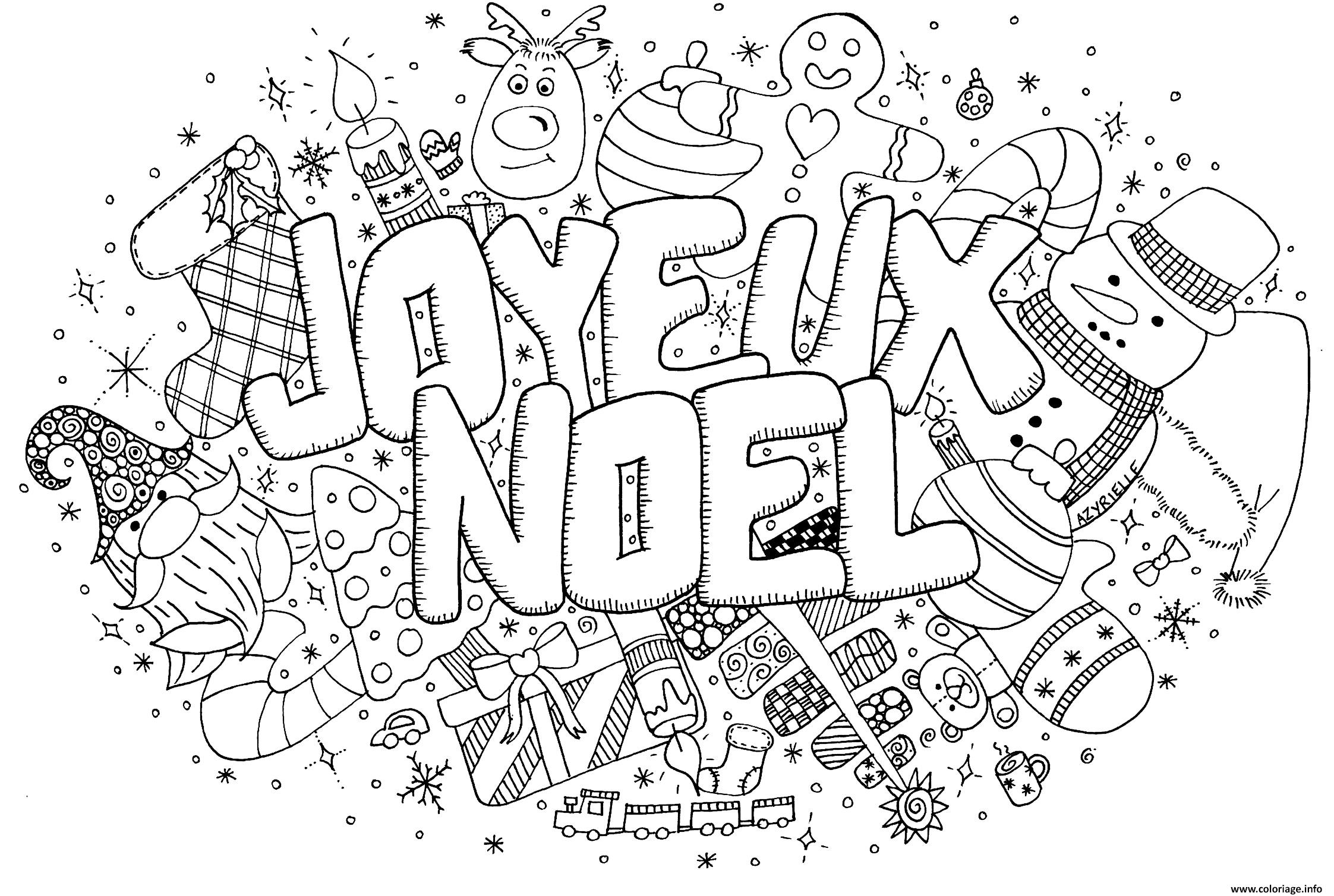 Coloriage Adulte Doodle Noel Par Azyrielle dessin