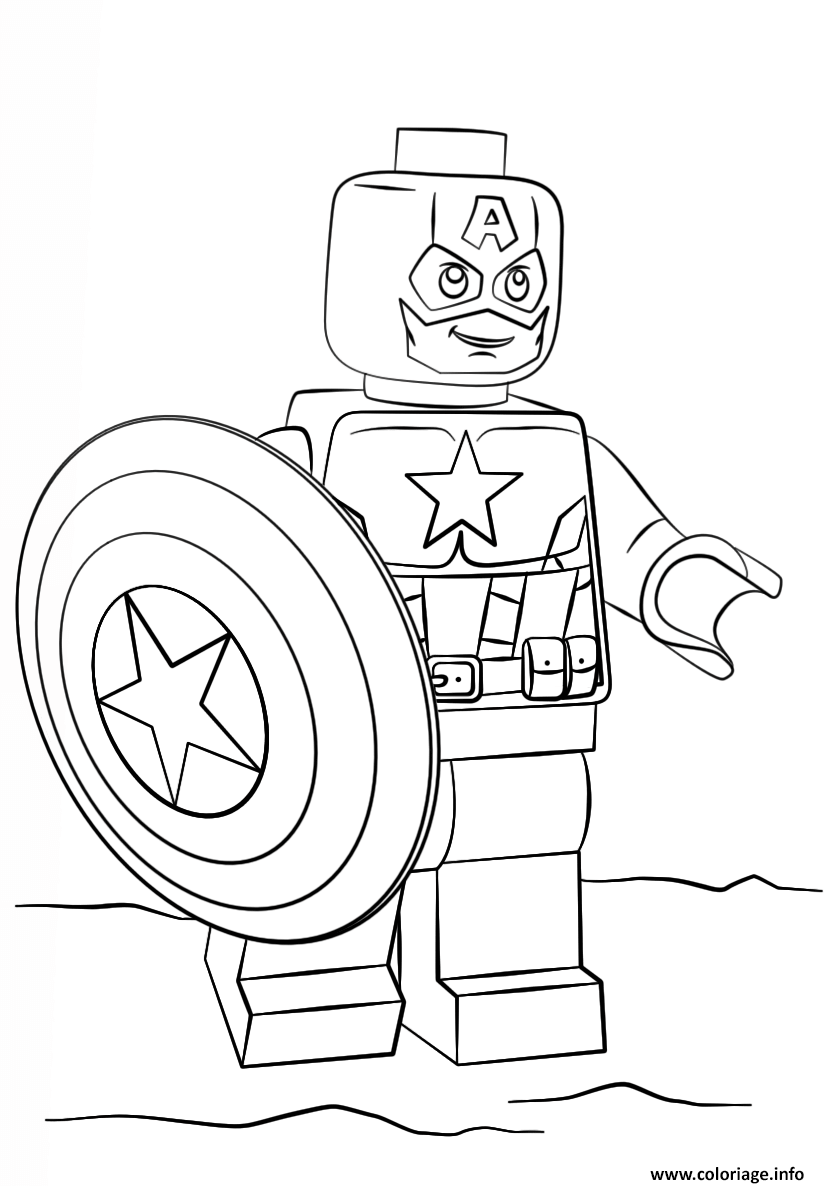 Coloriage lego captain america super heroes  JeColorie.com