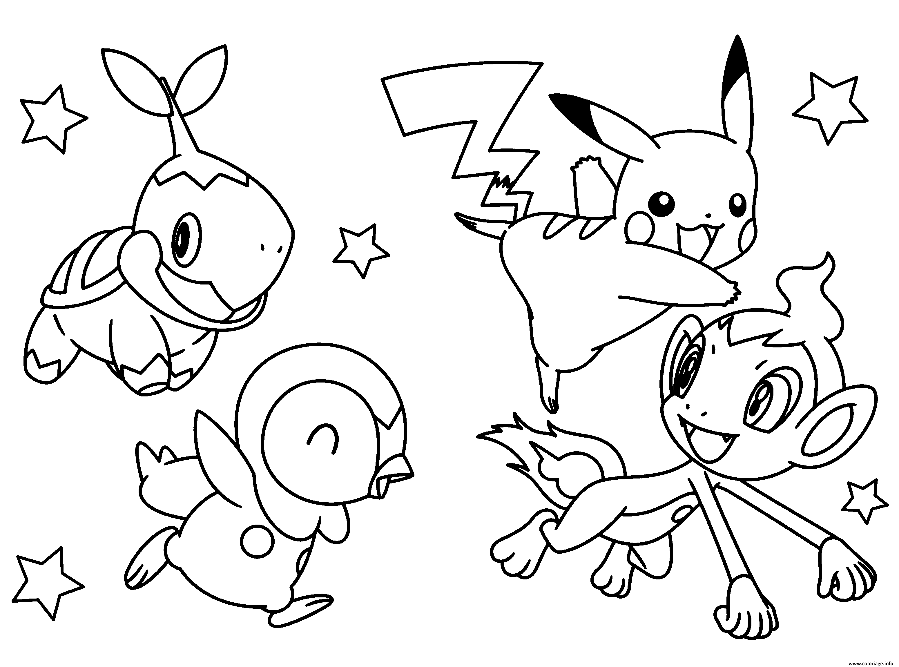 Coloriage Pokemon Pikachu Avec Ses Amis JeColorie