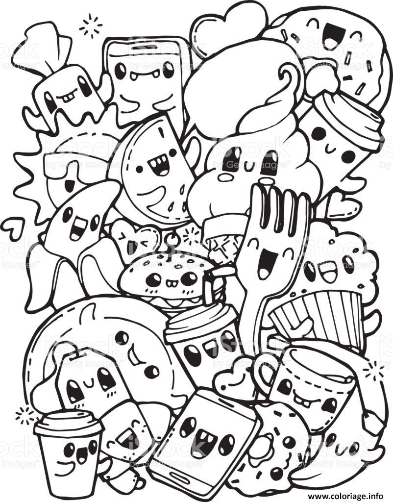 Coloriage Kawaii Pretty Food And Cute Jecolorie