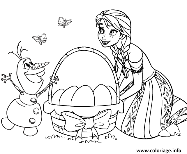 Coloriage paques a imprimer Elsa et Olaf Reine des Neiges  JeColorie.com