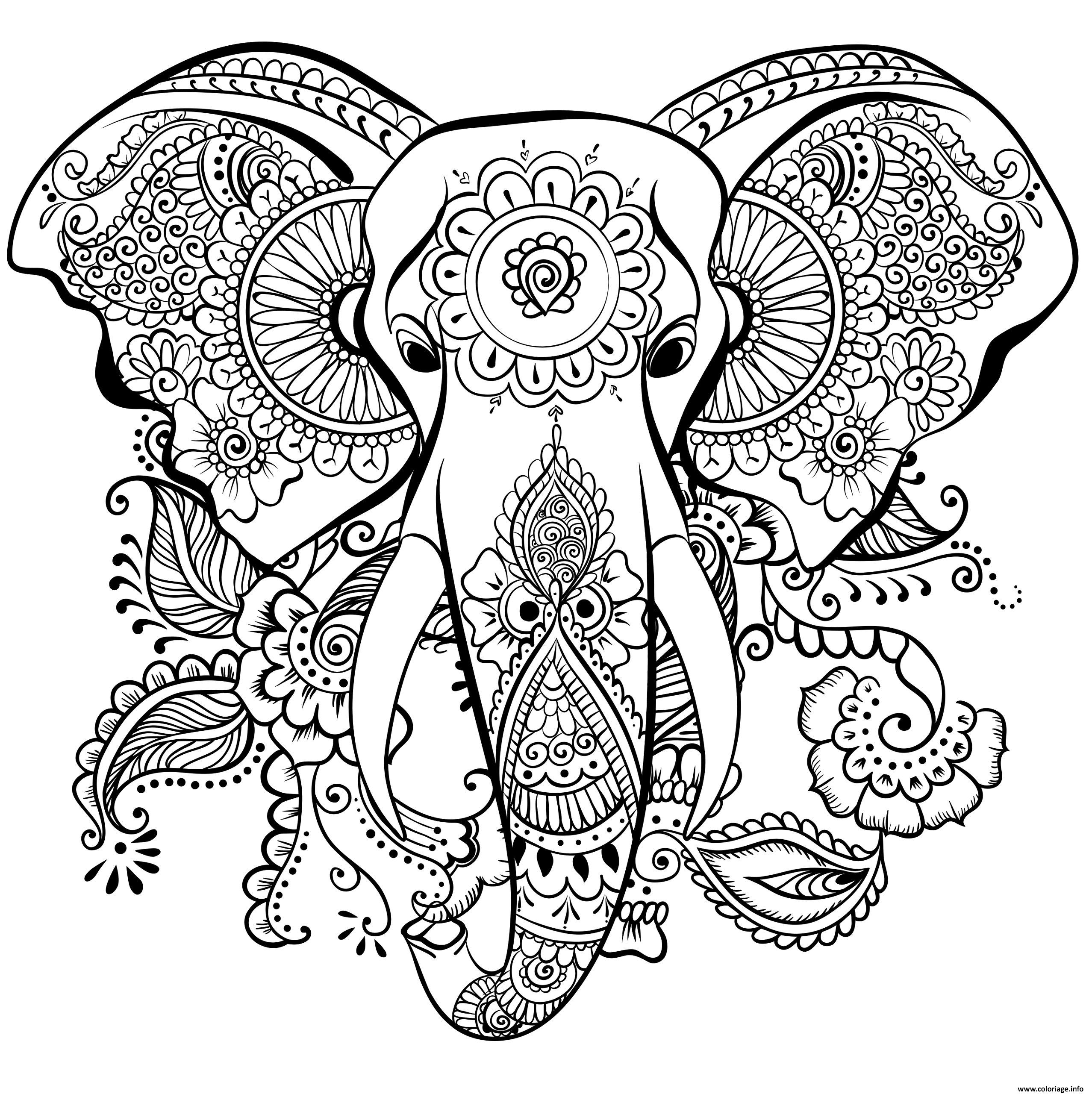 Coloriage Elephant Anti Stress Adulte dessin