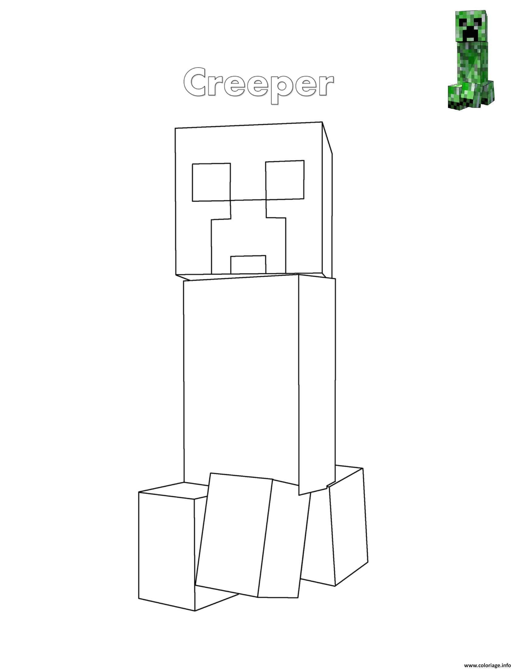 Coloriage Creeper De Minecraft JeColorie